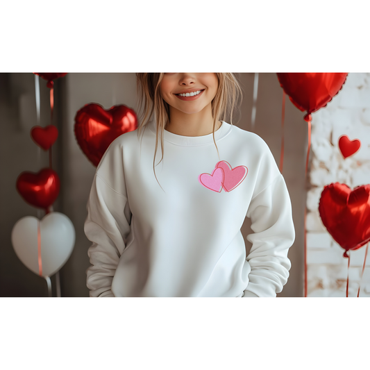 Embroidered Double Heart Crew