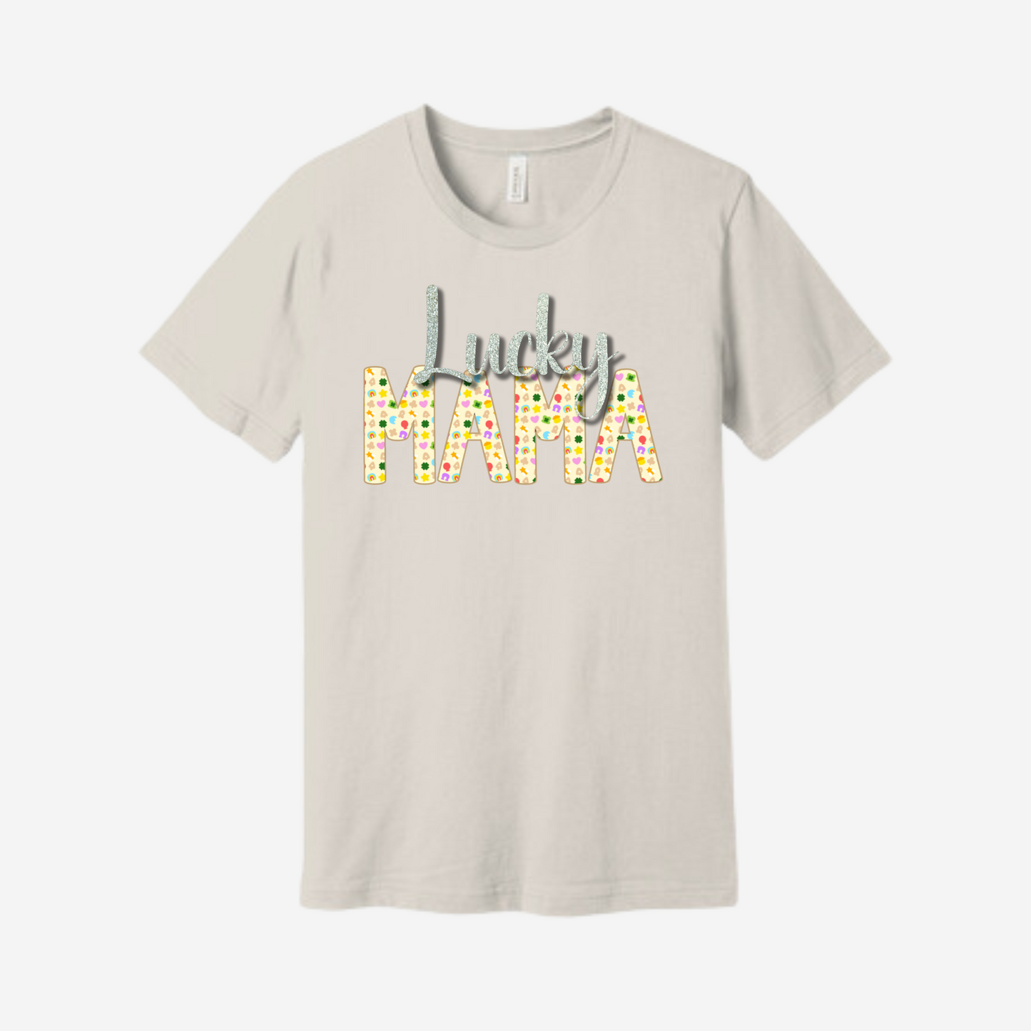 St. Patrick's Day Graphic T-shirt - "Lucky Mama" ("Lucky" in Silver)