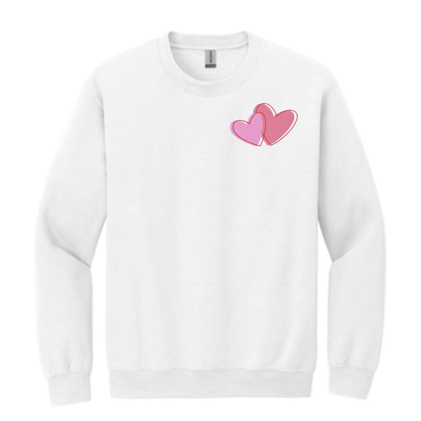 Embroidered Double Heart Crew
