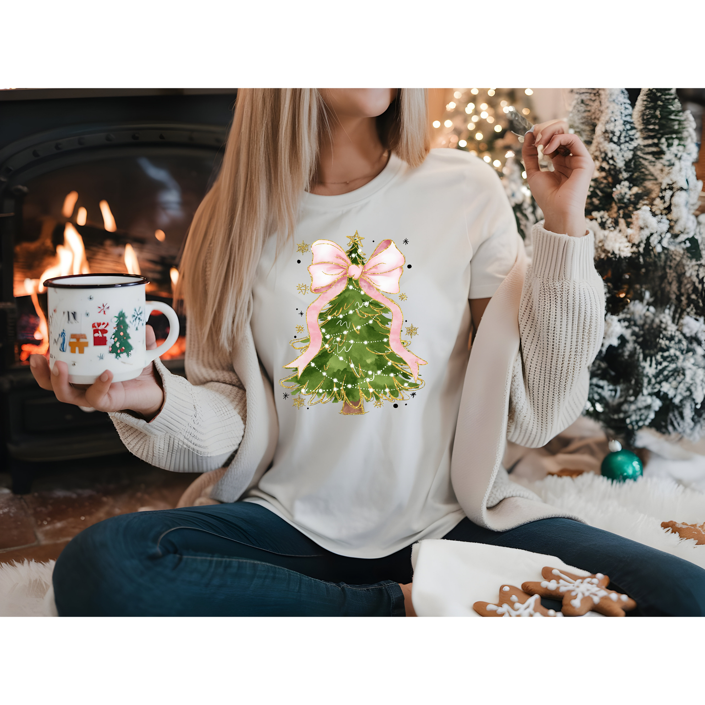 Pink Bow Christmas Tee