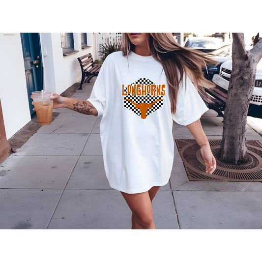 Checkered Longhorn Tee