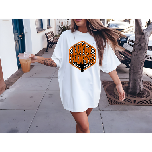 Checkered Burnt Orange Tee