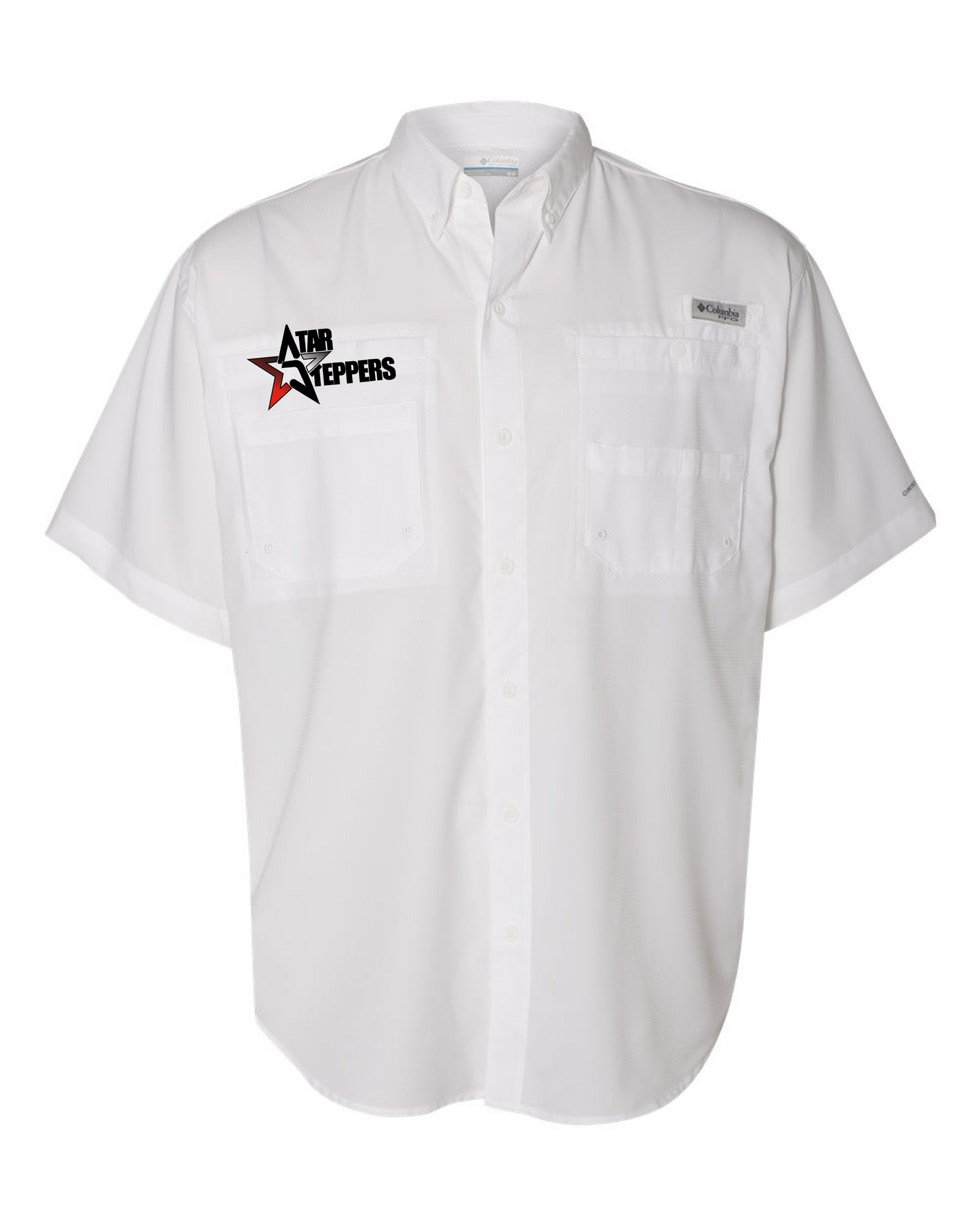 Star Steppers White "LOGO" Columbia Button Down