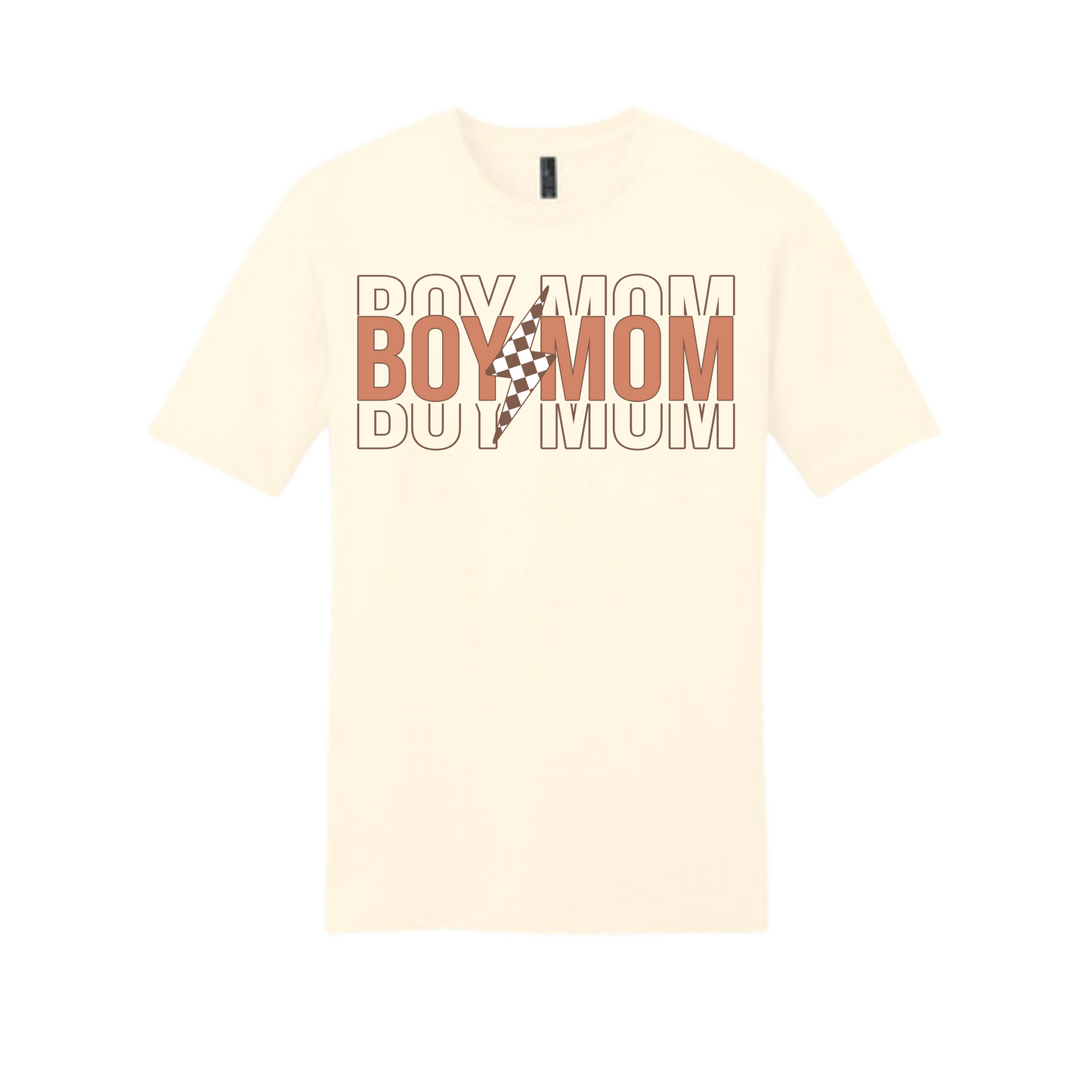 Mama Graphic T-shirt Collection - Boy Mom Checkered Bolt