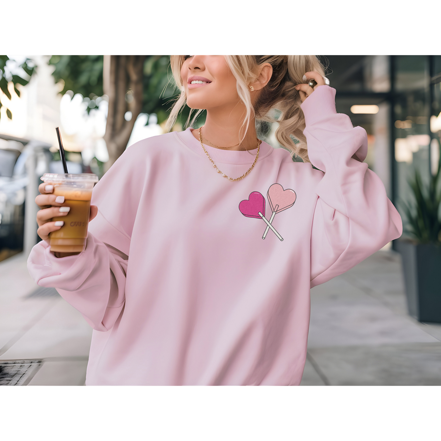 Embroidered Heart Lollipop Crew