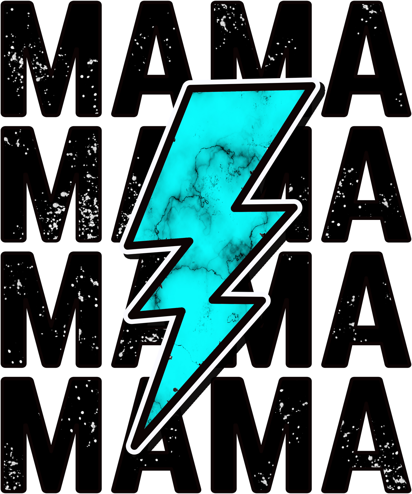 Mama Graphic T-shirt Collection - Mama Turquoise Bolt